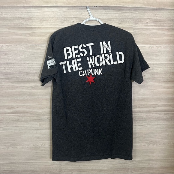 CM Punk Wrestling WWE Authentic Medium In Punk We Trust Gray Graphic Tee T Shirt - Picture 4 of 5